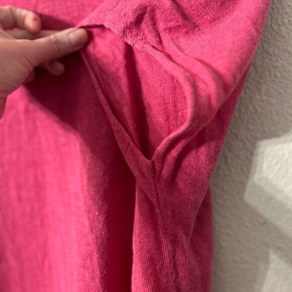 Eileen Fisher Hot Pink Linen Oversized medium Linen Tunic Style Sweater - Picture 5 of 12